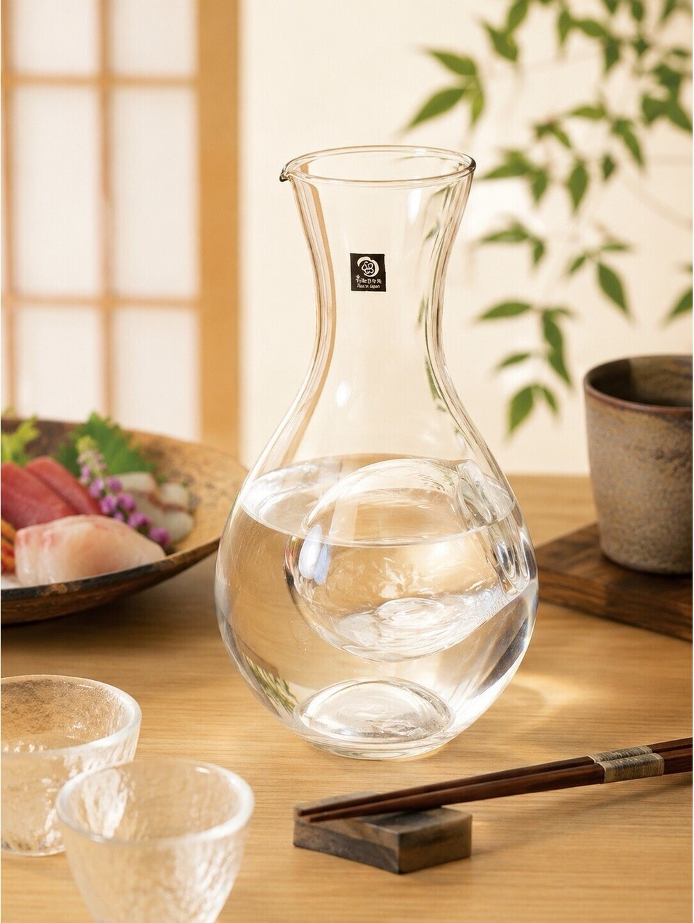 Korin Japan Set Of 4 Hand Blown Clear Glass Sake Carafes, 3.5x7"